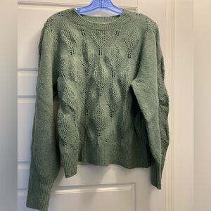 Old Navy pointelle sweater, green, size L